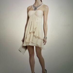 BCBGMaxAzria Joyce Beaded Cocktail Dress Vanilla NWT